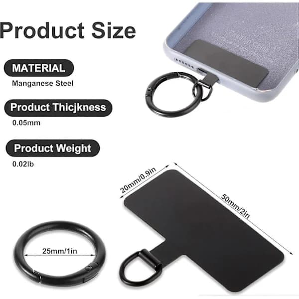 Phone Holder, Universal Metal Phone Holder Tab with Spring Ring Lanyard