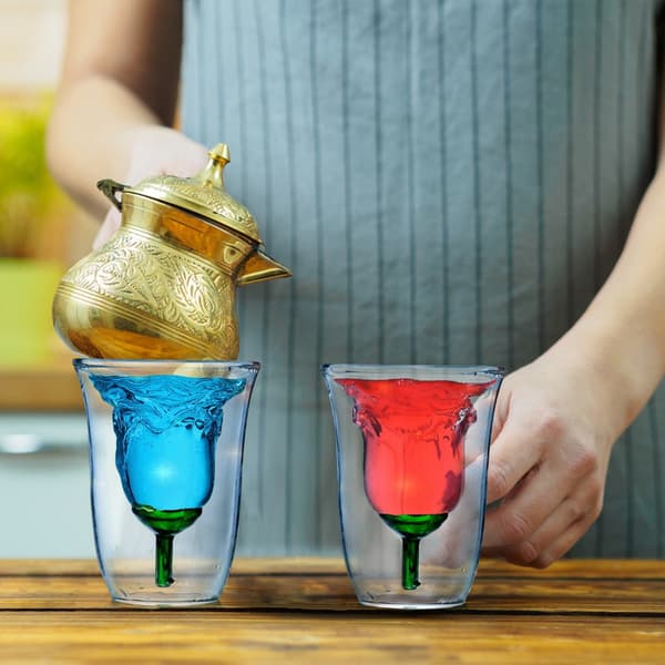 (120 ml) (White) 1 Pcs Creative Double Walled Rose Cup High Borosilicate Glass Shaped Cup