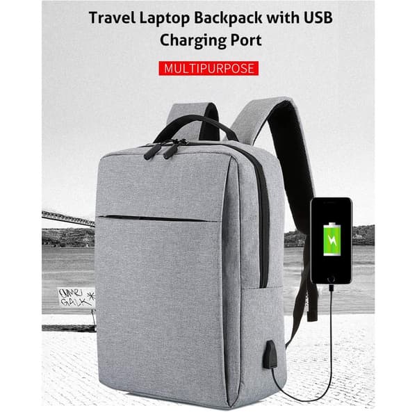 Laptopveske med USB-ladeport (svart 17,3 tommer)