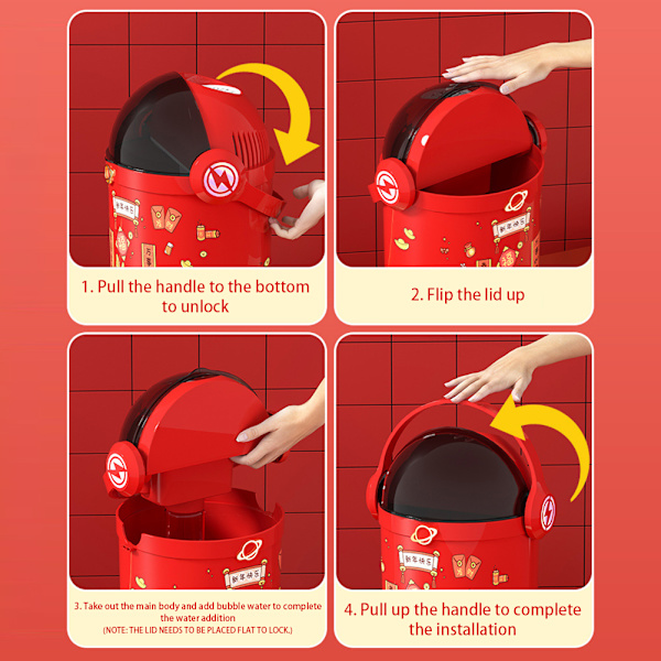 12 hål Spaceman Firework Bubble Machine Rolig läcksäker bubbla blåser leksak för barn Röd Red