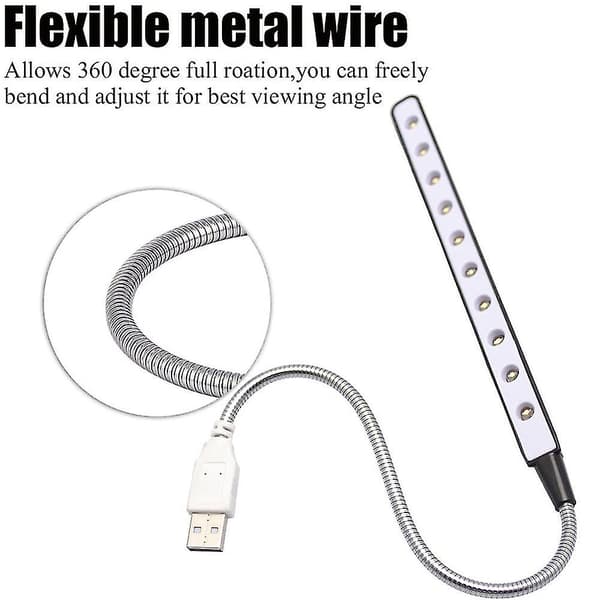 USB LED-lampe - 10 superlyse LED-læselamper - Ingen batterier nødvendige Mobil strømbesparende computerlampe