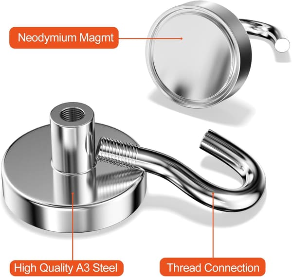 Strong Magnetic Hooks 20mm 12kg Load Capacity Removable Neodymium Round Kitchen Grill Refrigerator Stainless Steel Small 6-Pack