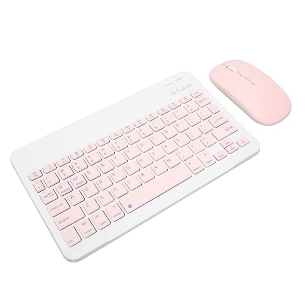 Trådløst tastatur og musesæt 10 tommer computertastatur og musekombination til tablet mobiltelefon computer pink