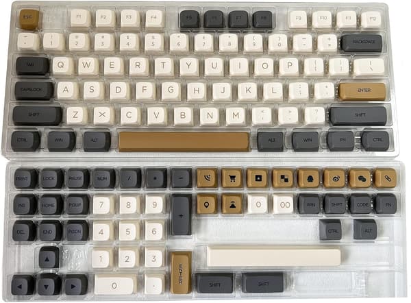 XDA-profiilin näppäinhatut 125 kpl Retro PBT-näppäinhattusarja, värisublimaatio