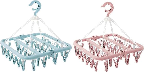 Underwear Hanger with 32 Clips, Foldable Laundry Clothes Peg, Drying Rack, Windproof Clothes Peg