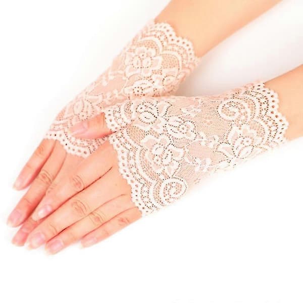 Spetshandskar Spets Blomhandskar Solskydd Handskydd Halvfingerhandskar Aprikos