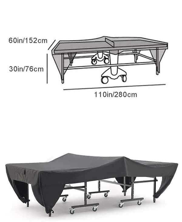 Pingisbordsovertræk - Vandtæt beskyttende overtræk 280 x 76 x 156 cm til sammenklappede og udfoldede pingisborde - Mod sne, regn og UV