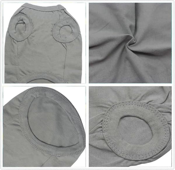 Hundetøj i bomuld, ensfarvede hunde-T-shirts, bløde og åndbare bomuldstrøjer velegnede til katte og hvalpe (2 stk.) (Small, Sort + Grå)