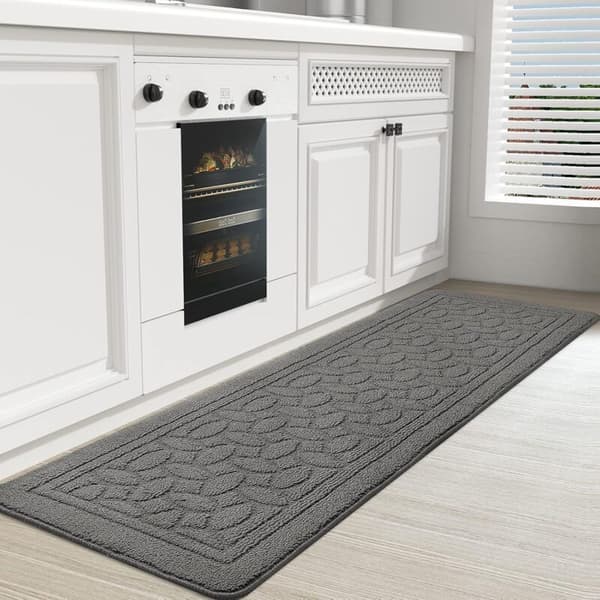Kitchen Mat 45 x 150 cm, Kitchen Mat in front of Sink, Non-Slip and Washable Kitchen Mat for Kitchen, Dining Room, Laundry Room (Grey)