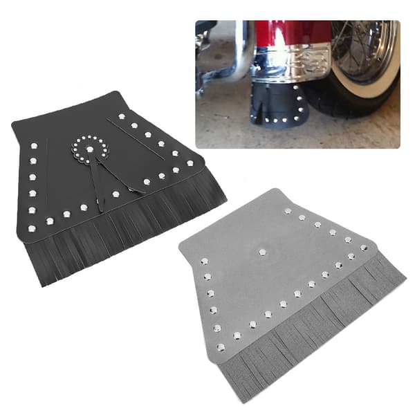 Frynset læder universal motorcykel forskærmsdæksel (sort)
