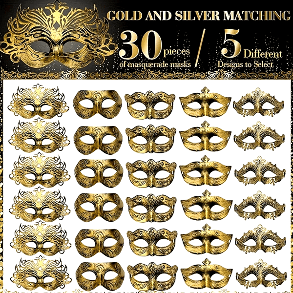 30 kpl naamiaisnaamioita, sopivat ystävänpäivän naamiaisiin 30pcs