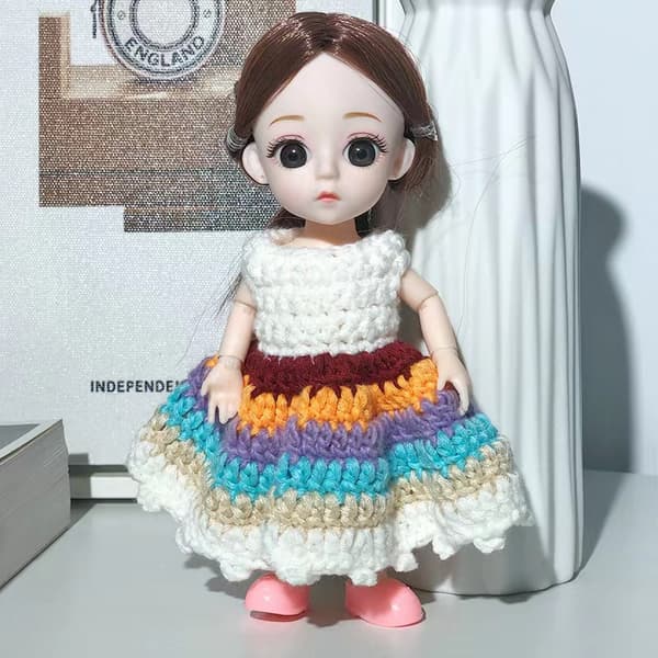 17 cm Handmade Wool Crochet Doll Clothes DIY Dress Up Doll