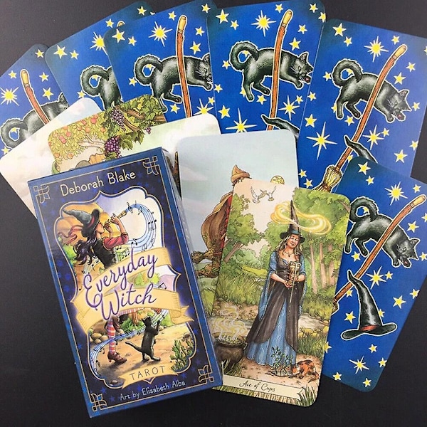 Everyday Witch Tarot: Et sæt med 78 tarotkort, engelsk version, spådomsorakel