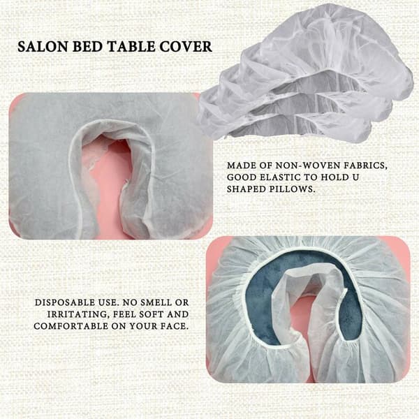 50 pcs U-shaped Disposable Headrest Covers in Non-woven Fabric, Pillow Covers for Beauty Salons, Massage Table