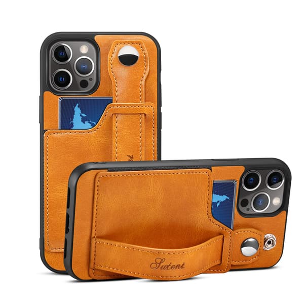 Kompatibelt iPhone 14 Pro Max Cover, PU Læder Pung Etui (Khaki)