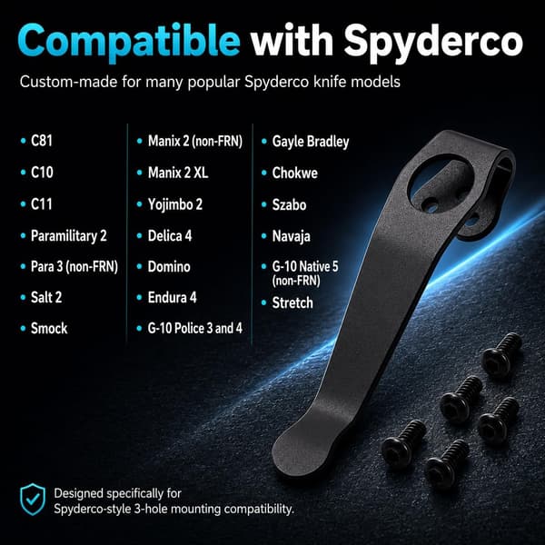 2-pak Titanium Deep Carry Lommeklemme Kompatibel med Spyderco -