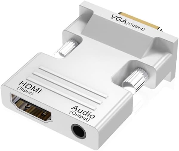 2 stk HDMI til VGA-kabelkonverter med lyd Projektor datamaskin hunn hann video grensesnittadapter (hvit) -