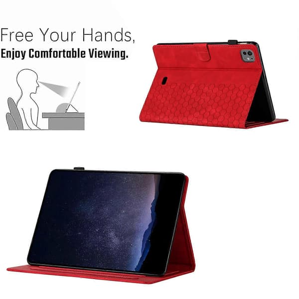 Etui til iPad Air (2022)/(2020) Honeycomb-trykt læderplade med kortslot - 11 tommer_tfrf