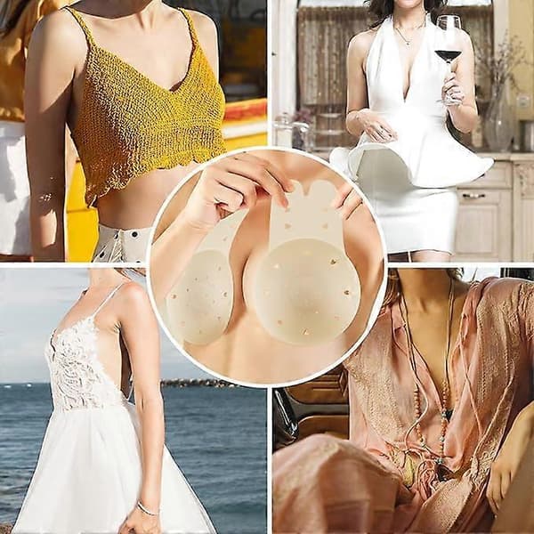 Nipple Covers Rabbit Ears Drawstring Design, Breathable Silicone Nipple Covers Waterproof and Sweatproof Nipple Covers Reusable-S