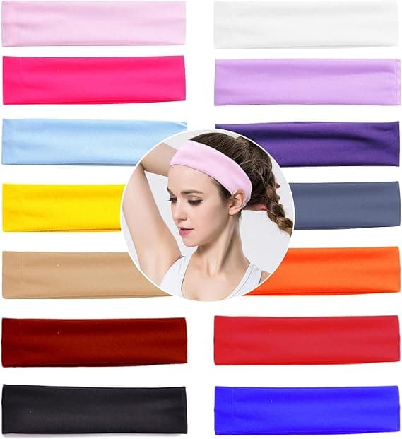14 st Yoga Bomulls Hårband Elastiska Stretch Svettband Hårband, ZQKLA
