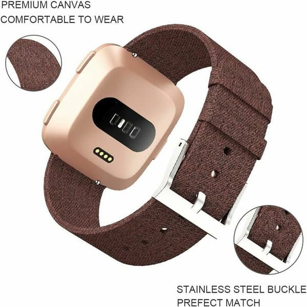 1 stk. Fitbit Versa 2 armbånd, vævet rem, justerbar erstatningsrem, sportstilbehør til Fitbit Versa 2 smartwatch (kaffe)