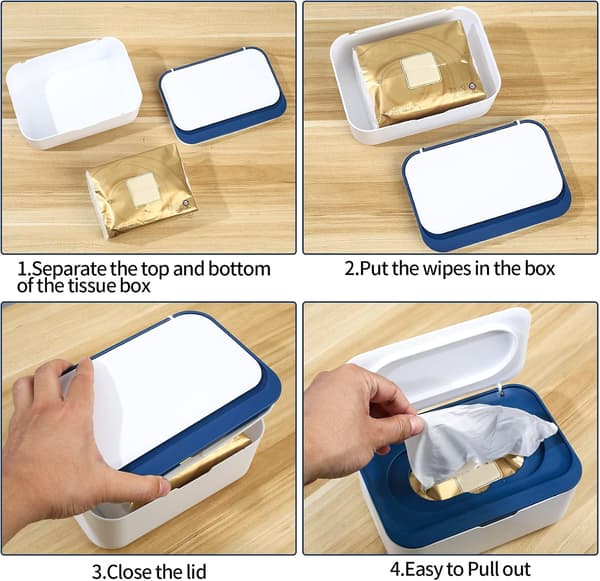 (blå) Pappershandduksbox med lock, dammtät våtservettsbox, pappershanddukshållare