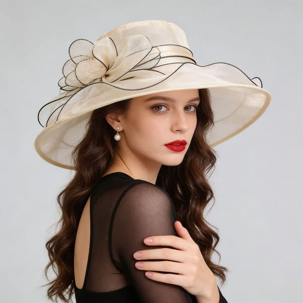 Sommer Solhat til Kvinder, Tynd Fransk Stil Mesh Hat, Bred Skygge, Åndbar Mesh Hat - Hvid Hvid White