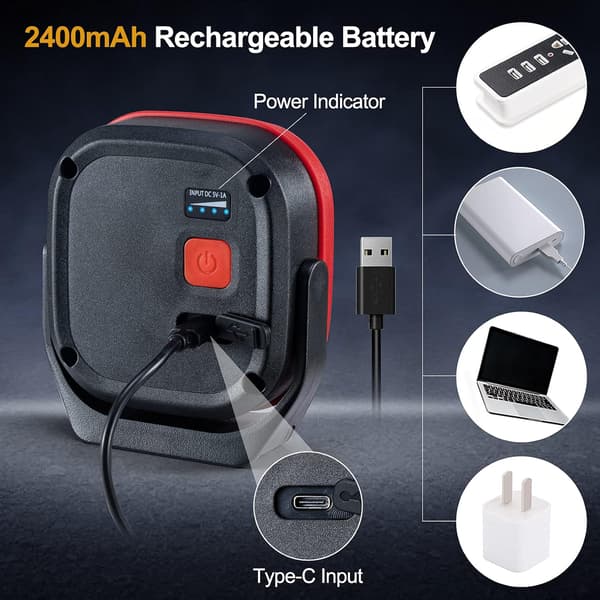 COB LED Work Light, 42 LED 1000 Lumen Rechargeable Portable Magnetic Lamp