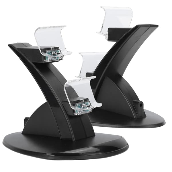 2-i-1 Doble Fly-Gamepads Skrivebordslader Ladestativ Tilbehør til PS4