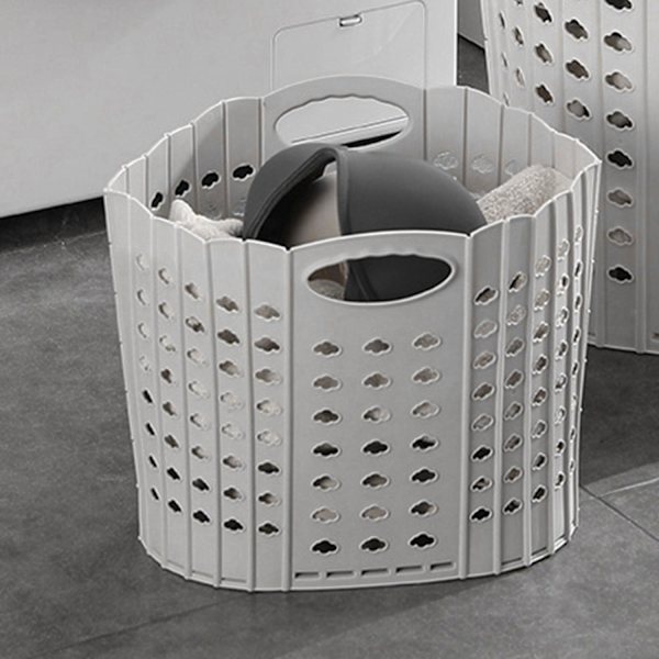 Foldable Plastic Basket: Versatile, Durable & Space-Saving grå gray