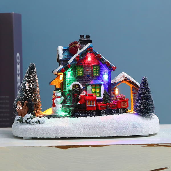 Juldekoration LED-lampor snöhus glödande koja prydnader