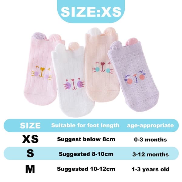 Åtte par babystrømper lilla, oransje, hvit, rosa 6-8cm KLB