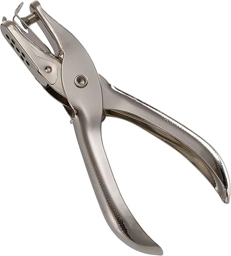 130x11x57 mm, Single Hole Punch, Hole Puncher, 5 Sheet Capacity, Silver