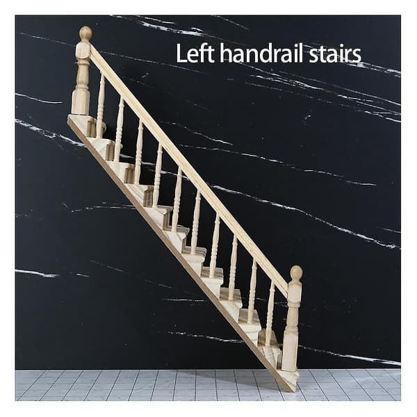 1:12 DIY Miniature Tilbehør Højre Trappegelænder Træ Møbel Legetøj Børnegave Jul M