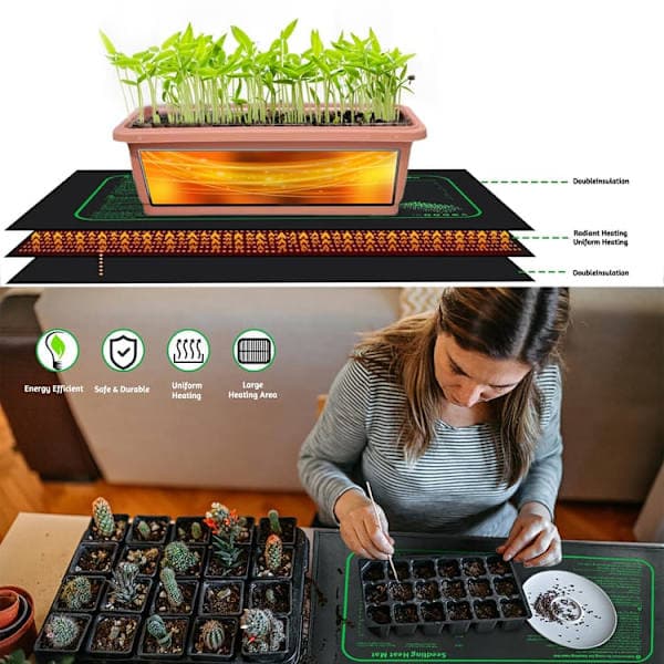 Plant Heating Mat 25x52cm 1PC, 20W Waterproof Heating Mat for Hydroponic Germination 1PCS