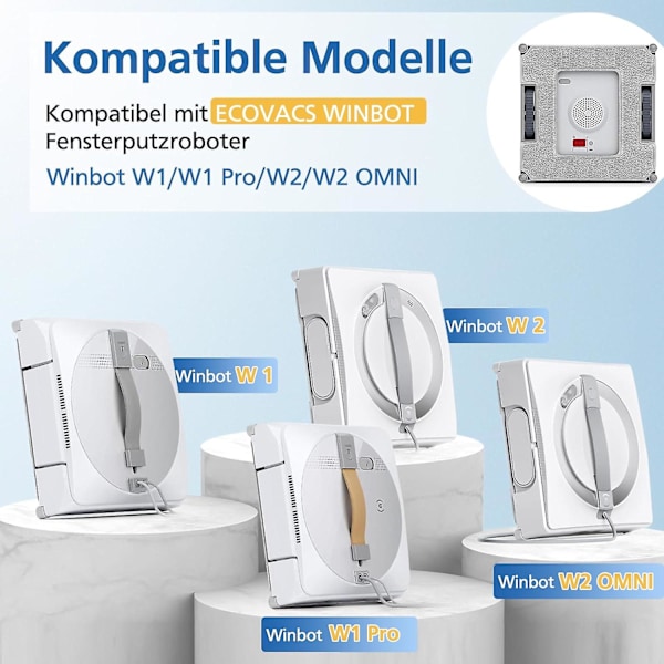 6-pack rengöringsplattor för Ecovacs Winbot W1 / W1 Pro / W2 / W2 Omni fönsterputsrobotar, fönsterputsrobot, tvättbar mikrofiberrengöringsduk
