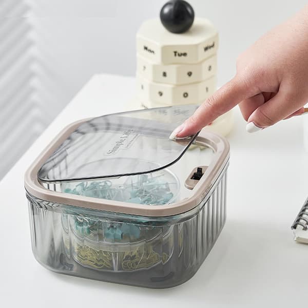 Mini Trash Can with Lid, Small Desktop Trash Can, Removable Small Trash Can, Ultimate Mini Desktop Storage Box, Small Trash Can for Car, Bathroom, Kitchen