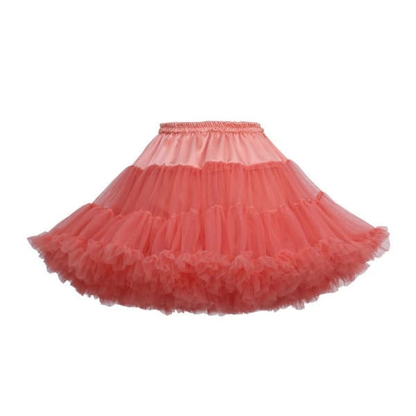 Dam chiffong tutu-kjol med elastisk midja - Prinsessbalett dans flerskiktad röd