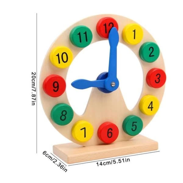 Time Learning Toy - Wooden Clock for Kids - Montessori - 12 Colorful ...