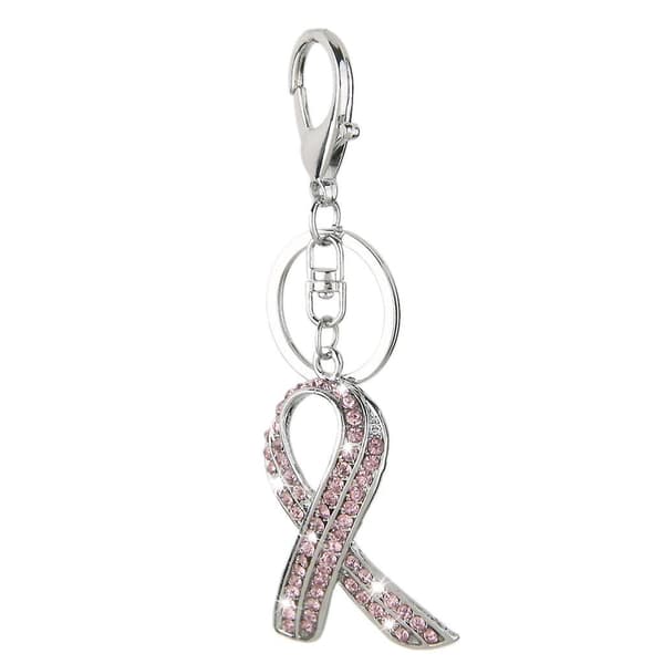 2x Rosa Sløyfe Krystallanheng Nøkkelring