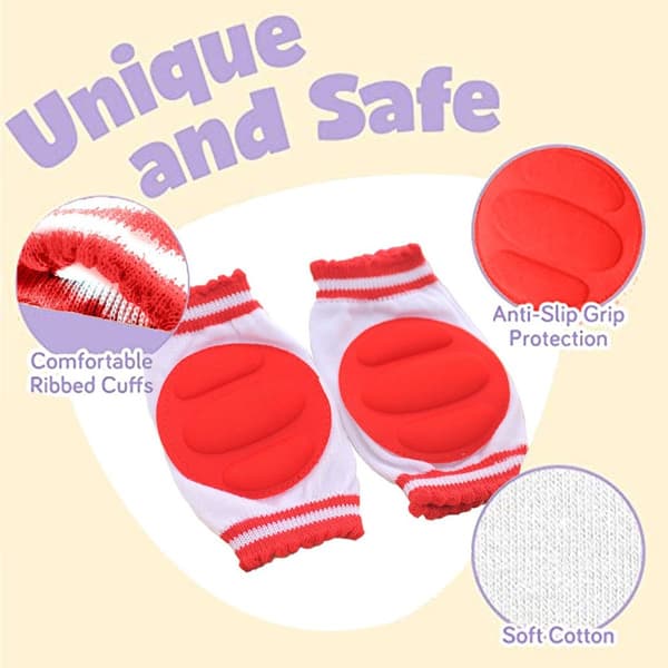 Babyns halkfria knäskydd Andningsbara Baby Crawling Red KLB