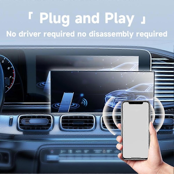 2-i-1 Trådløs CarPlay-adapter til iPhone/Android, Mini-størrelse Kablet til Trådløs CarPlay med Adapter C