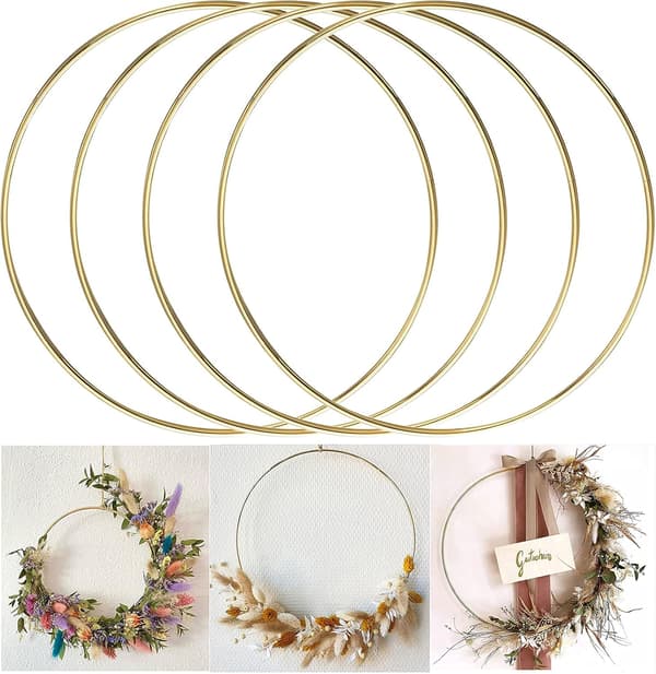 Metalringe 30cm 4-pak Guld Drømmefanger Macrame Ring til Drøm