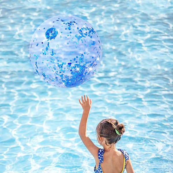 Oppustelig strandbold, 24 tommer glitterstrandbolde, konfetti, Cle