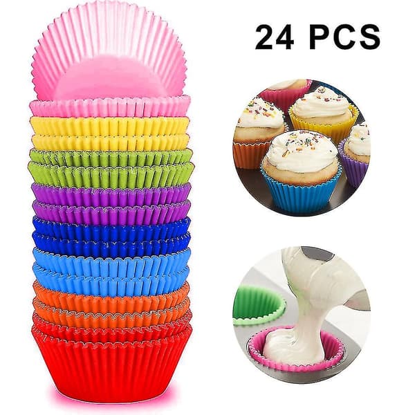 Silikone muffinsforme, genanvendelige og non-stick, 24-pak