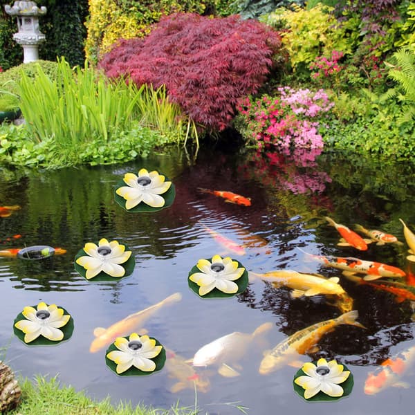 Solar Pond Pool Lights LED Color Changing Lotus Flower Waterproof Floating Lamp Light Yellow