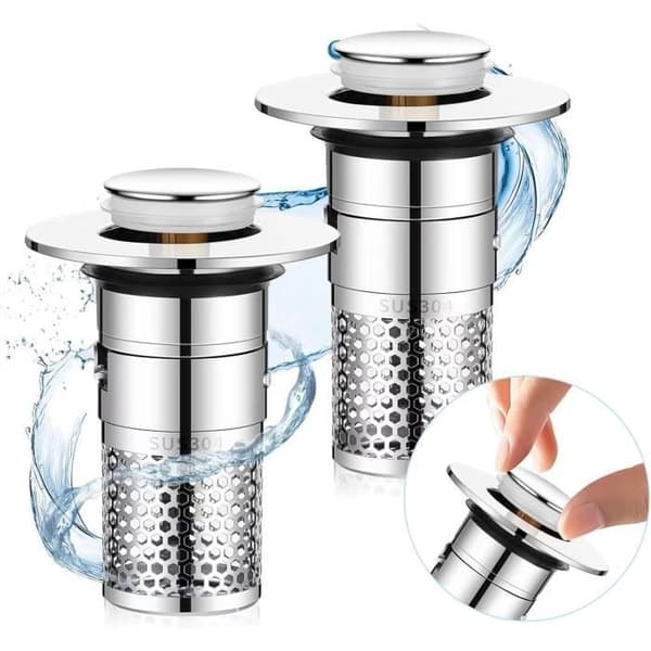Pieces Badekarpropp, 34-40mm Universal Vaskepropp med Filter, Pop-Up Vaskepropp, Avløpsplugg