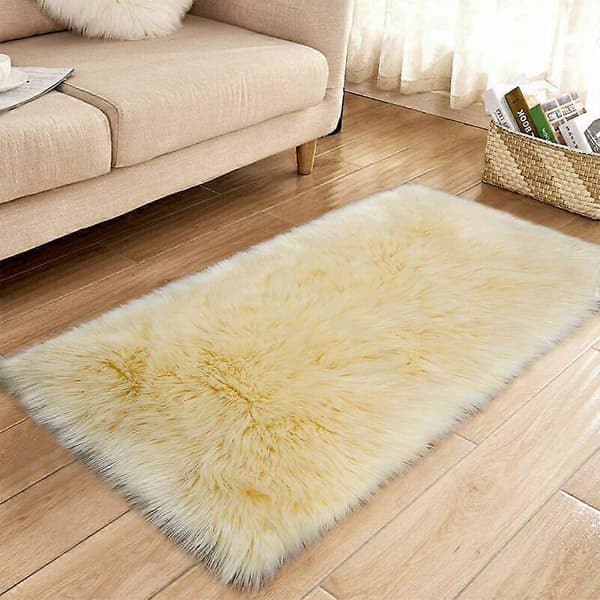 Superblødt Tæppe, Fluffy Tæppe, Sengetæppe til Soveværelsesgulv, 40*60cm, Beige (FMY)