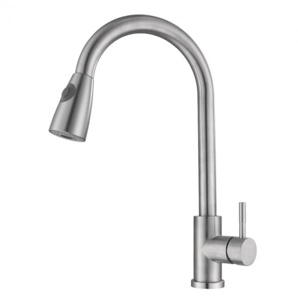 Kitchen Faucet with Pull-Out Spray, Brushed Stainless Steel