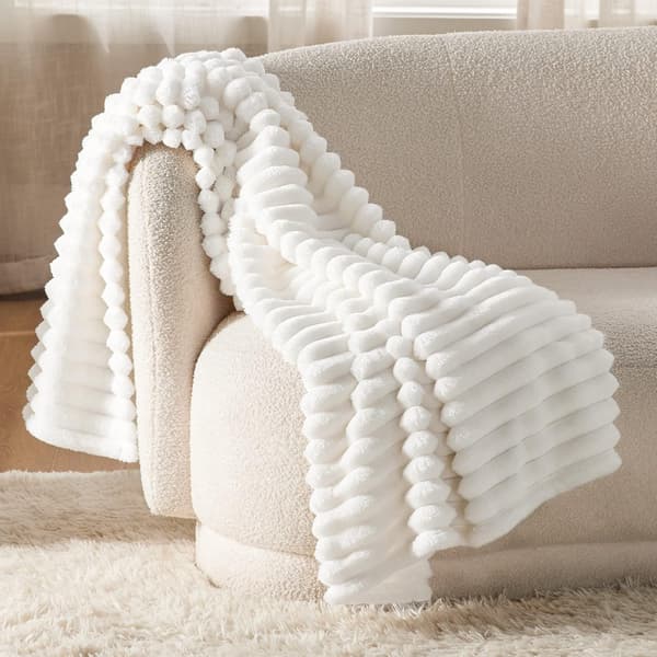 Bedsure Vit Pläd til Sofa - Supersoft Cozy Pled til Kvinder, Sød Lille Fleece Pled til Piger, 50x60 Tommer